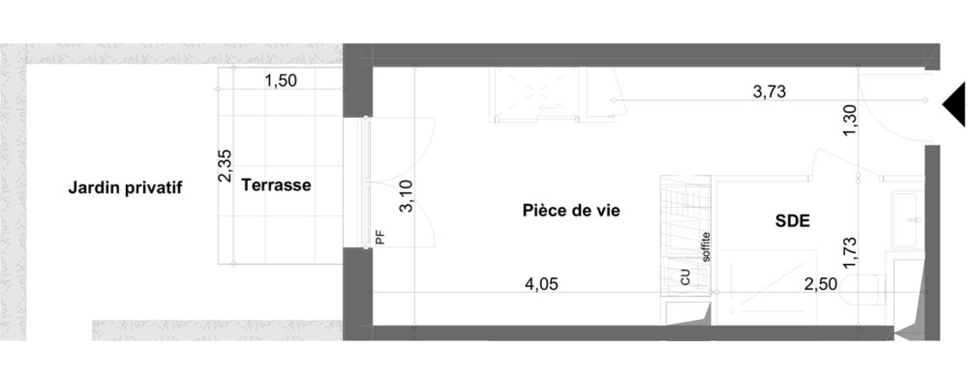 Appartement T1 meubl&eacute; de 19,26 m2 &agrave; Anzin Centre