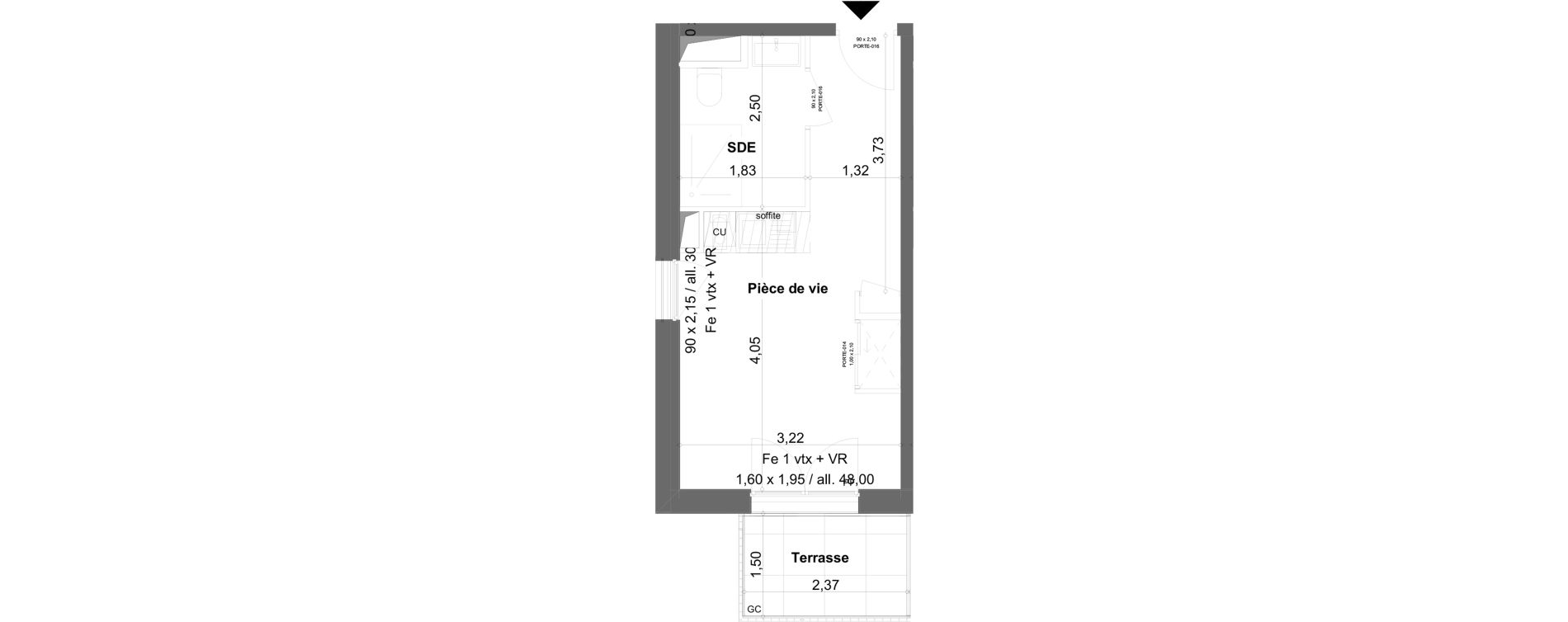 Appartement T1 meubl&eacute; de 20,01 m2 &agrave; Anzin Centre