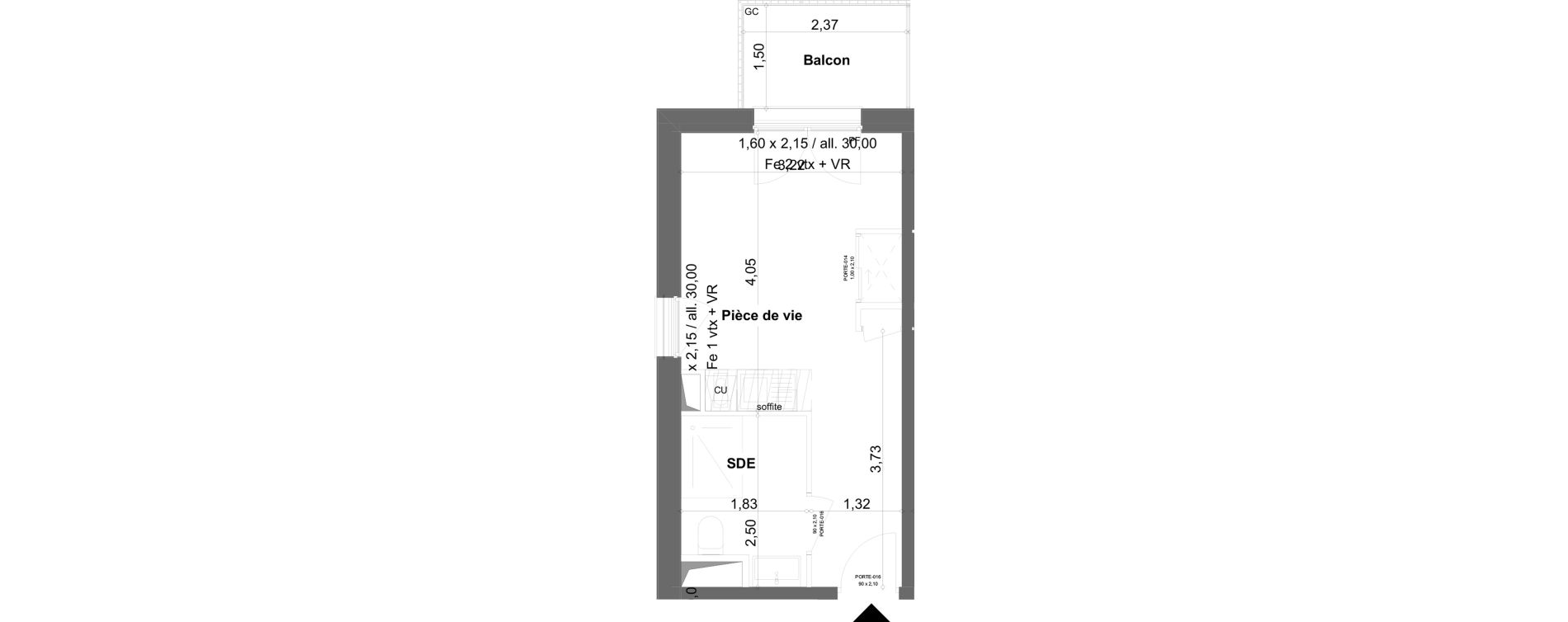 Appartement T1 meubl&eacute; de 20,01 m2 &agrave; Anzin Centre