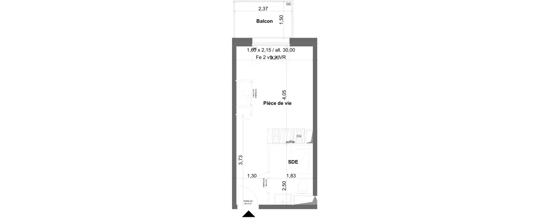 Appartement T1 meubl&eacute; de 19,92 m2 &agrave; Anzin Centre