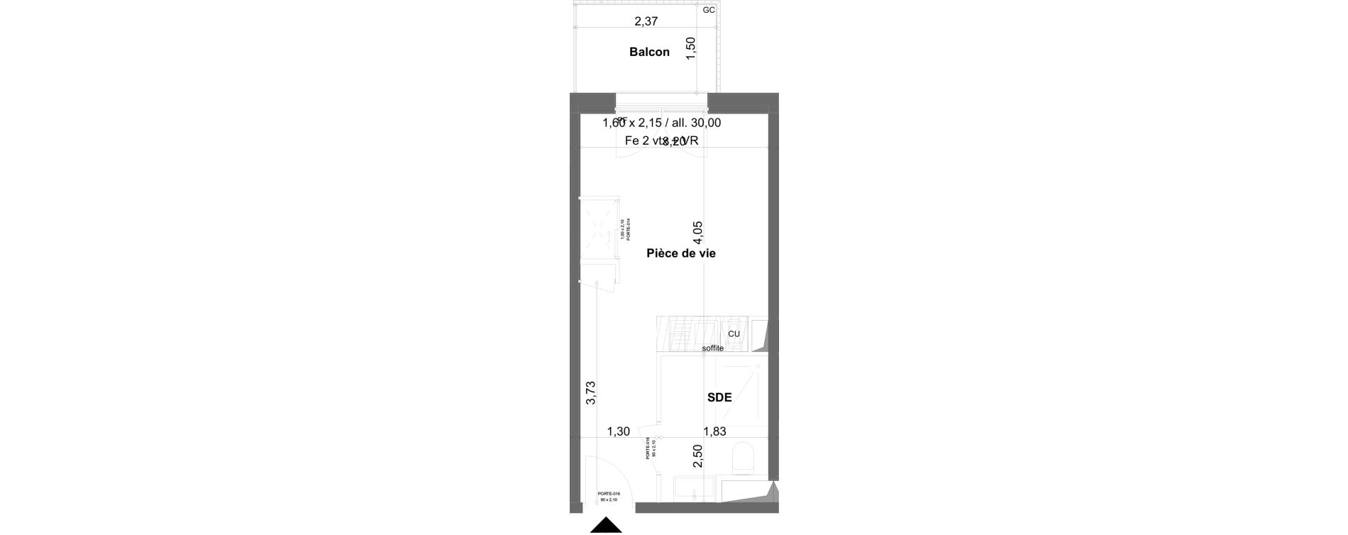 Appartement T1 meubl&eacute; de 19,92 m2 &agrave; Anzin Centre