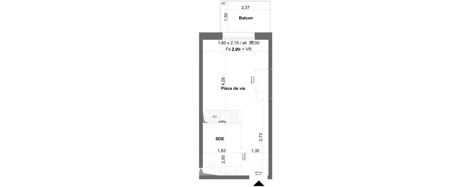 Appartement T1 meubl&eacute; de 19,92 m2 &agrave; Anzin Centre