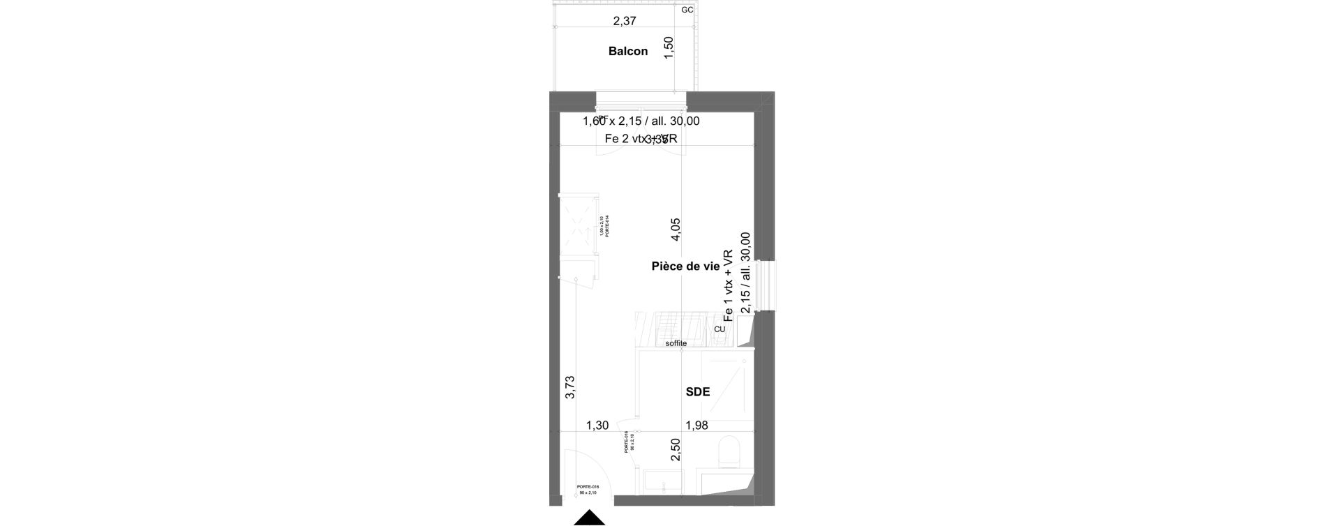 Appartement T1 meubl&eacute; de 20,86 m2 &agrave; Anzin Centre