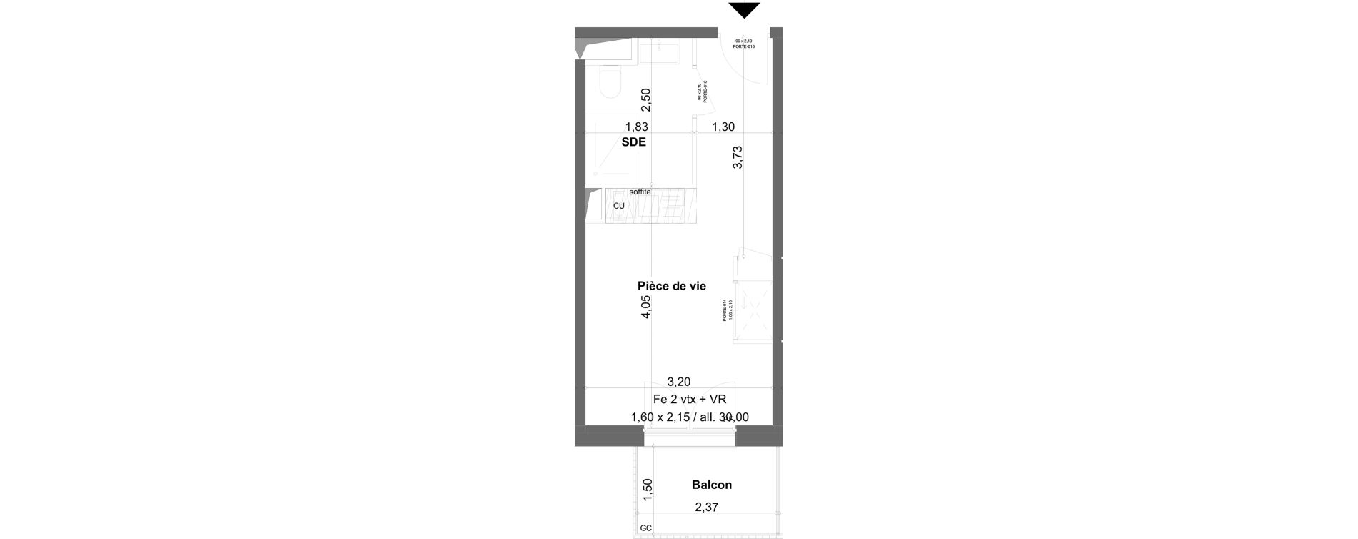 Appartement T1 meubl&eacute; de 19,92 m2 &agrave; Anzin Centre