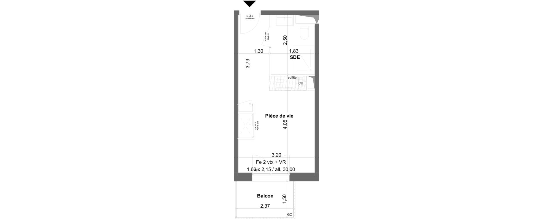 Appartement T1 meubl&eacute; de 19,92 m2 &agrave; Anzin Centre