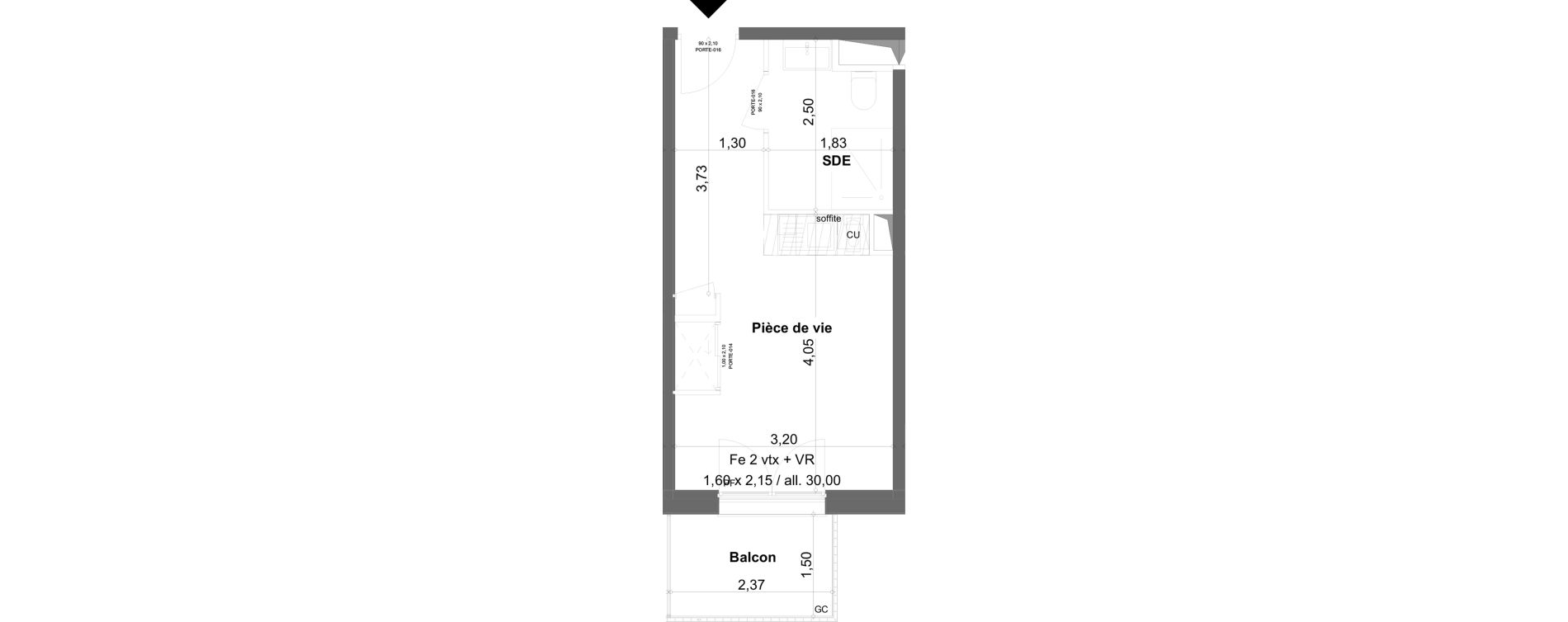 Appartement T1 meubl&eacute; de 19,92 m2 &agrave; Anzin Centre