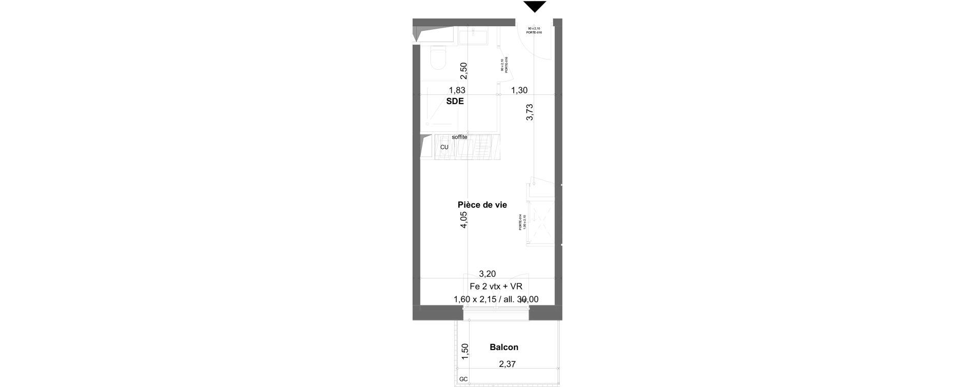 Appartement T1 meubl&eacute; de 19,92 m2 &agrave; Anzin Centre