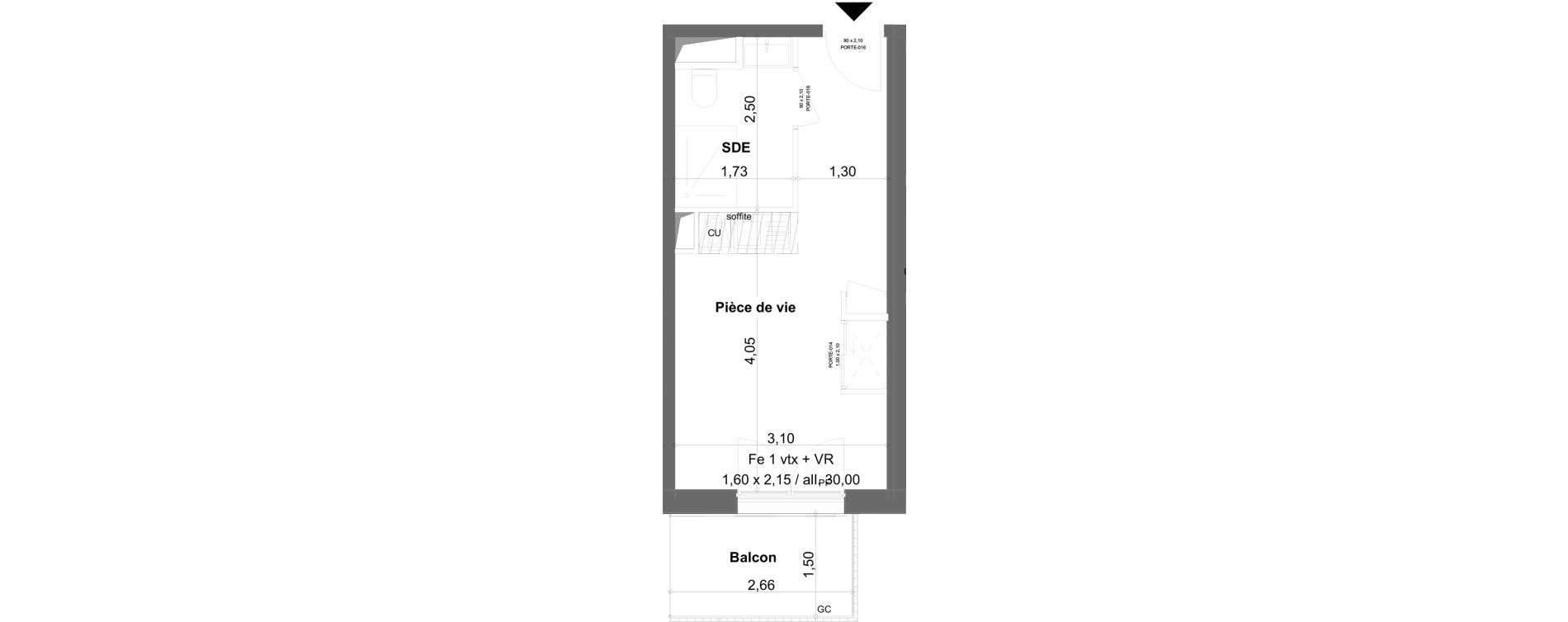 Appartement T1 meubl&eacute; de 19,22 m2 &agrave; Anzin Centre