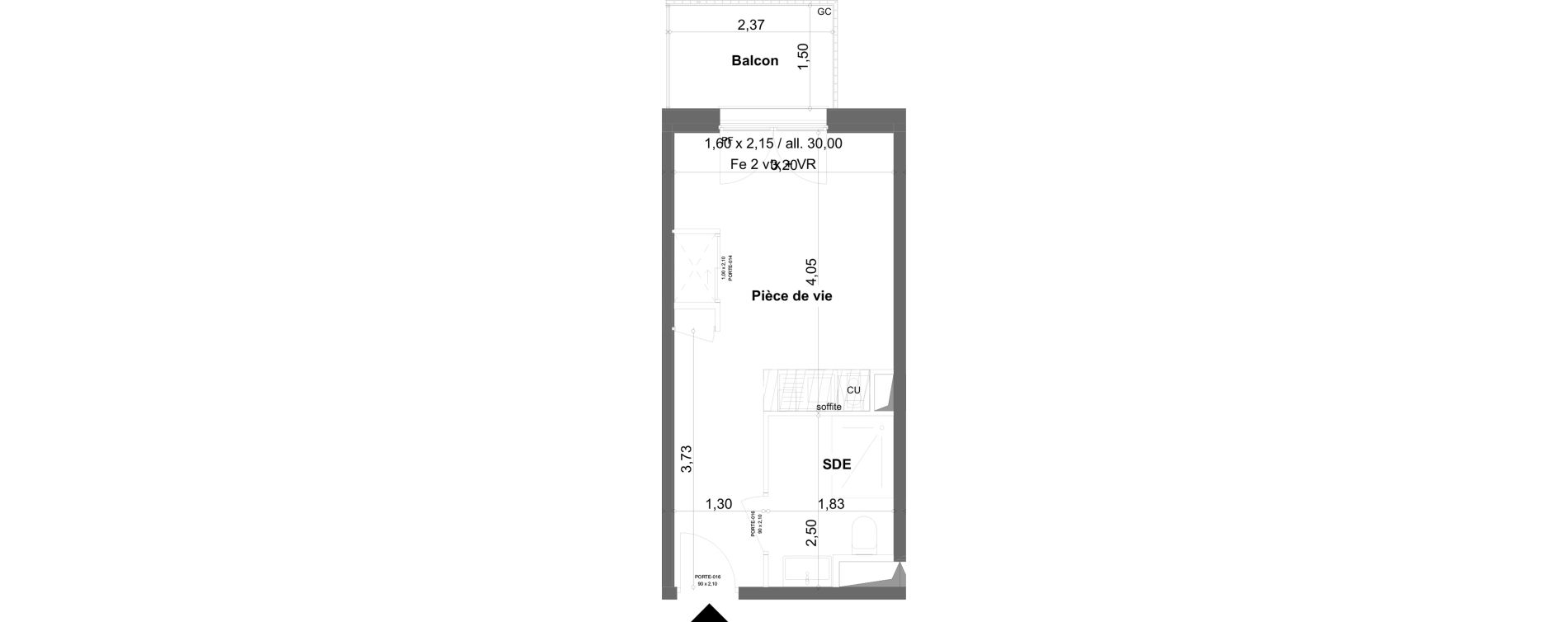 Appartement T1 meubl&eacute; de 19,92 m2 &agrave; Anzin Centre