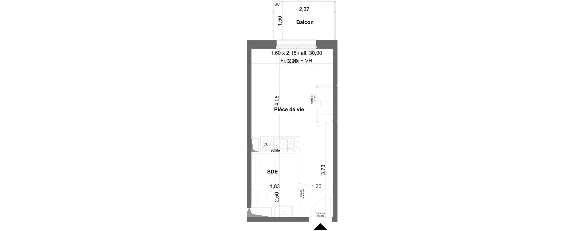 Appartement T1 meubl&eacute; de 19,92 m2 &agrave; Anzin Centre