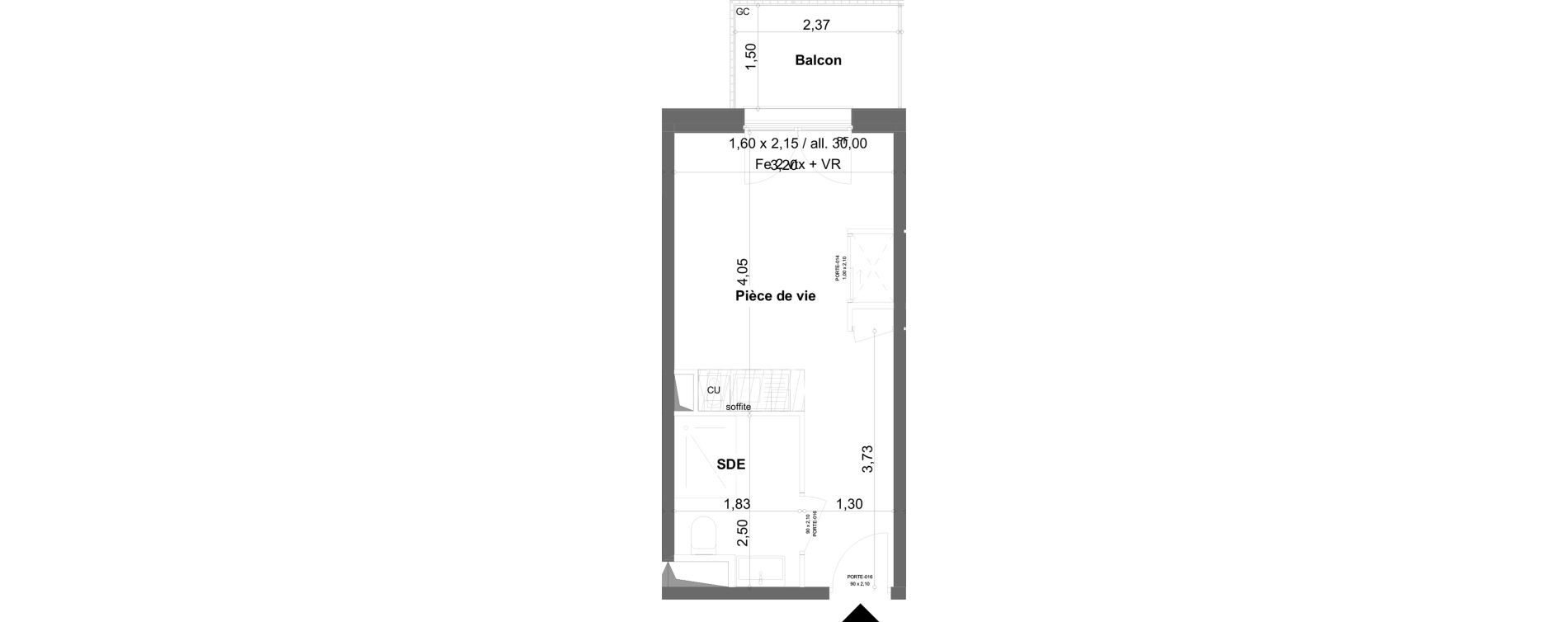 Appartement T1 meubl&eacute; de 19,92 m2 &agrave; Anzin Centre