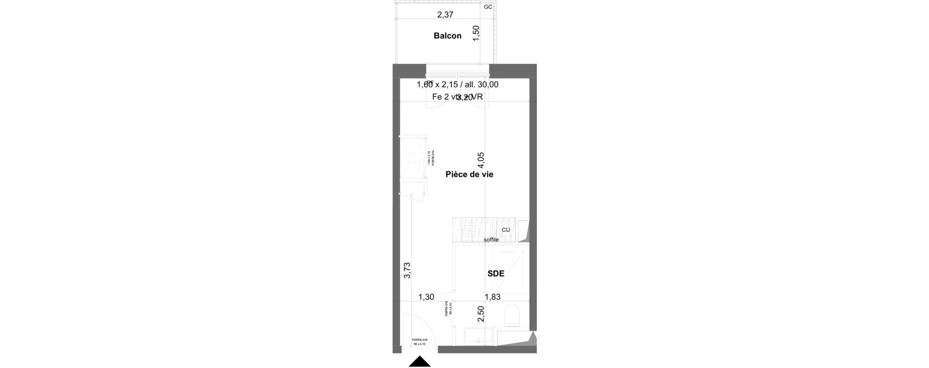 Appartement T1 meubl&eacute; de 19,92 m2 &agrave; Anzin Centre