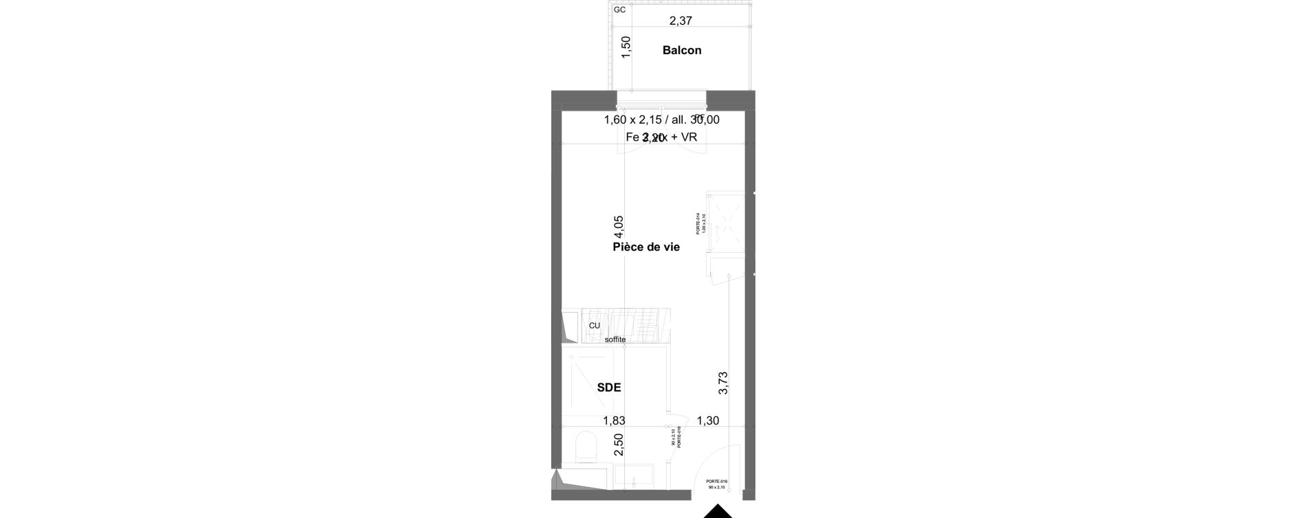 Appartement T1 meubl&eacute; de 19,92 m2 &agrave; Anzin Centre