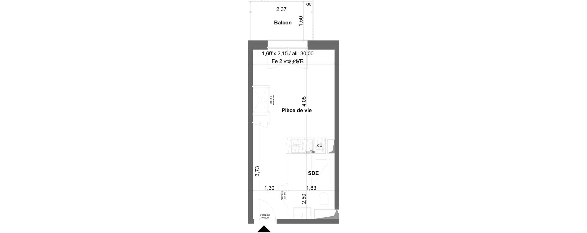 Appartement T1 meubl&eacute; de 19,92 m2 &agrave; Anzin Centre