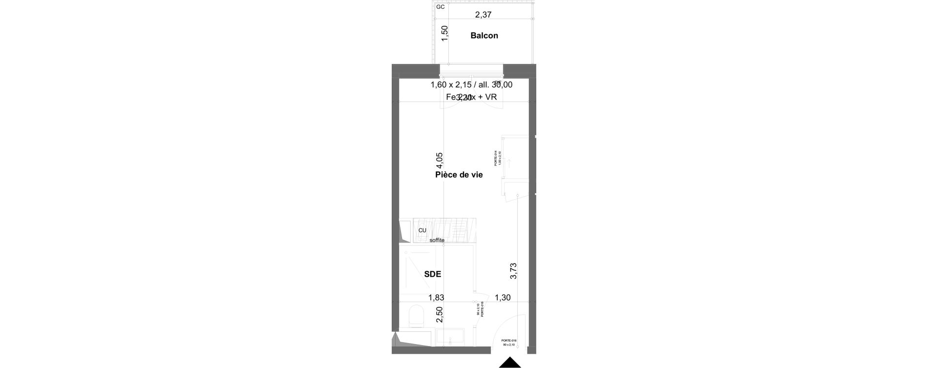 Appartement T1 meubl&eacute; de 19,92 m2 &agrave; Anzin Centre