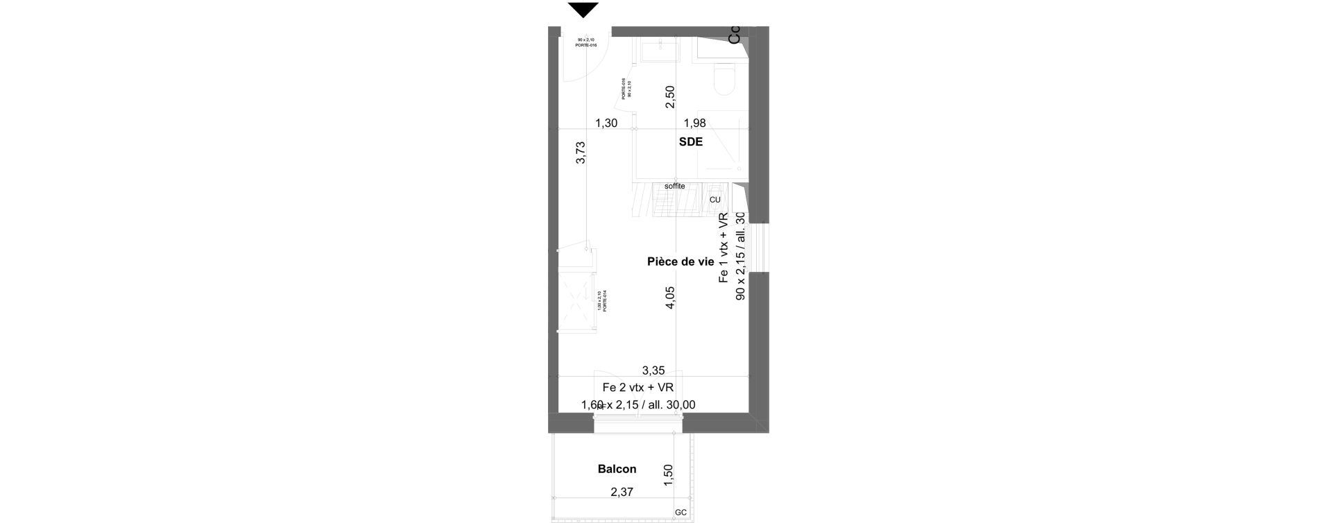 Appartement T1 meubl&eacute; de 20,86 m2 &agrave; Anzin Centre