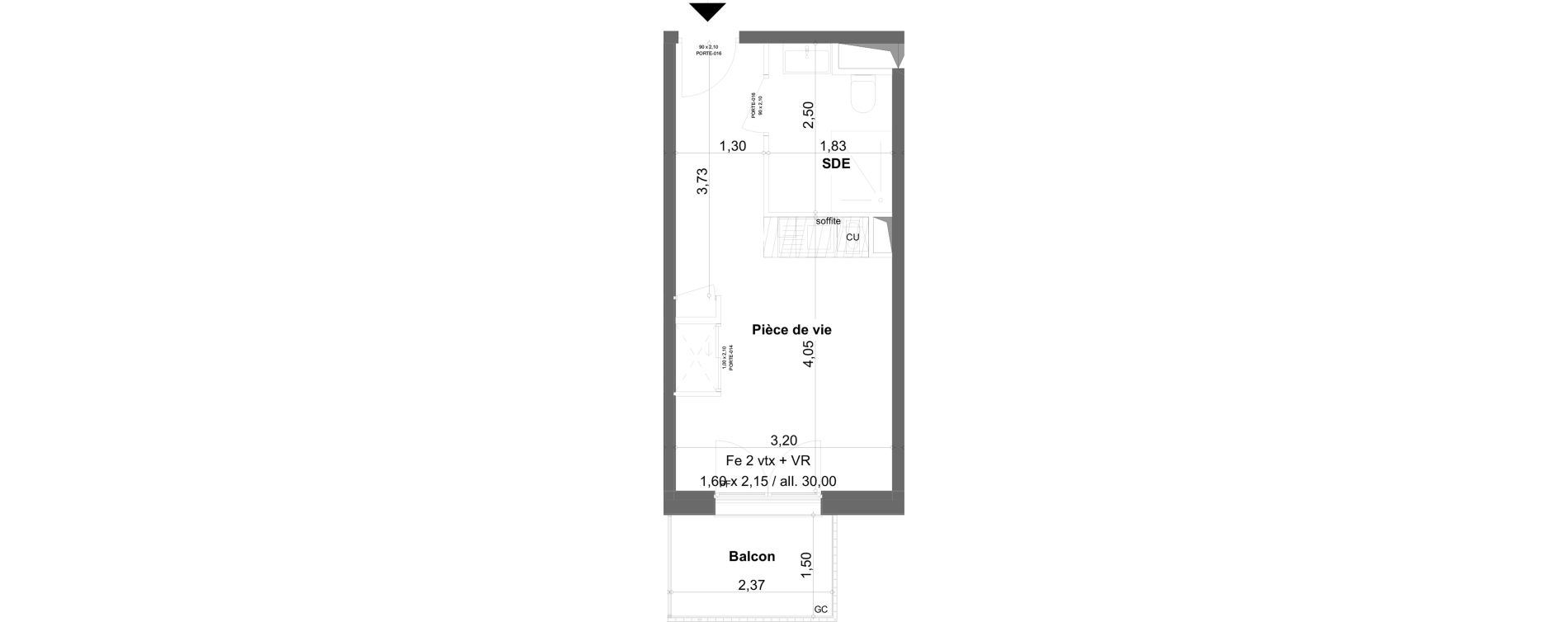 Appartement T1 meubl&eacute; de 19,92 m2 &agrave; Anzin Centre