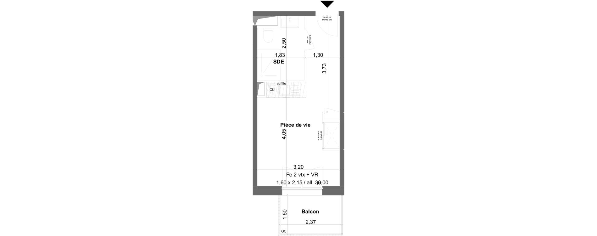 Appartement T1 meubl&eacute; de 19,92 m2 &agrave; Anzin Centre