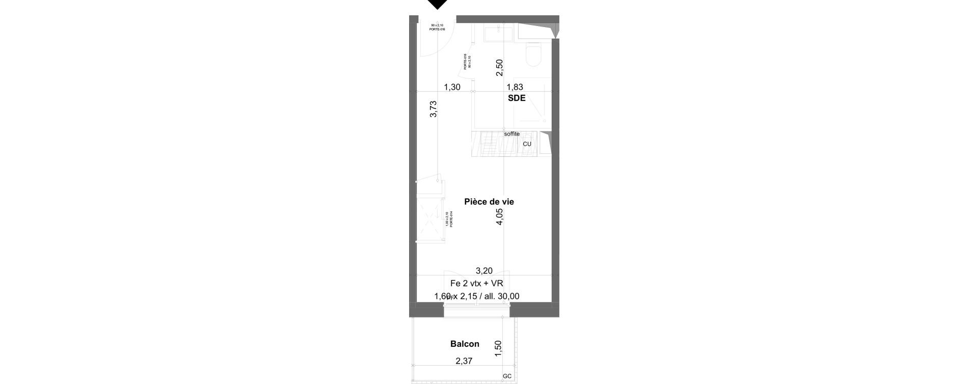 Appartement T1 meubl&eacute; de 19,92 m2 &agrave; Anzin Centre