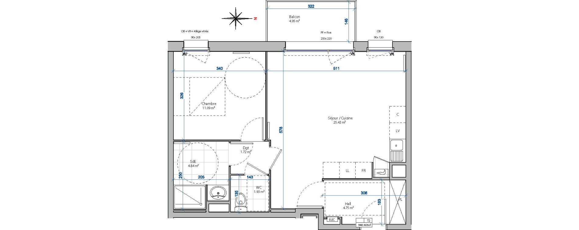Appartement T2 de 49,76 m2 &agrave; Armenti&egrave;res Centre