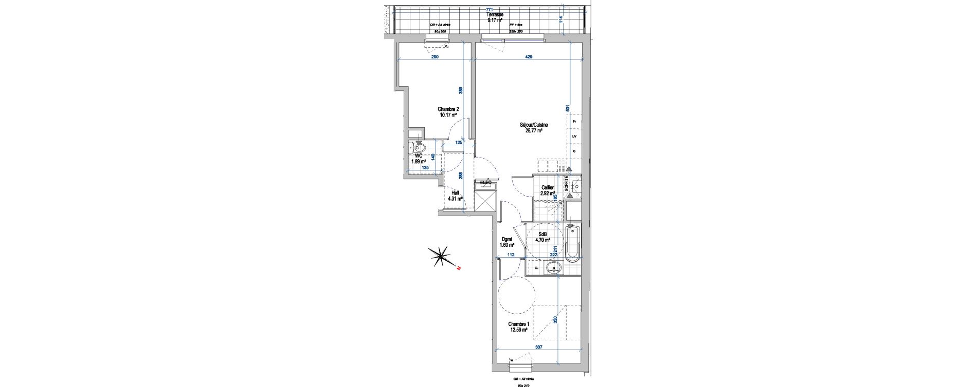 Appartement T3 de 63,95 m2 &agrave; Armenti&egrave;res Centre