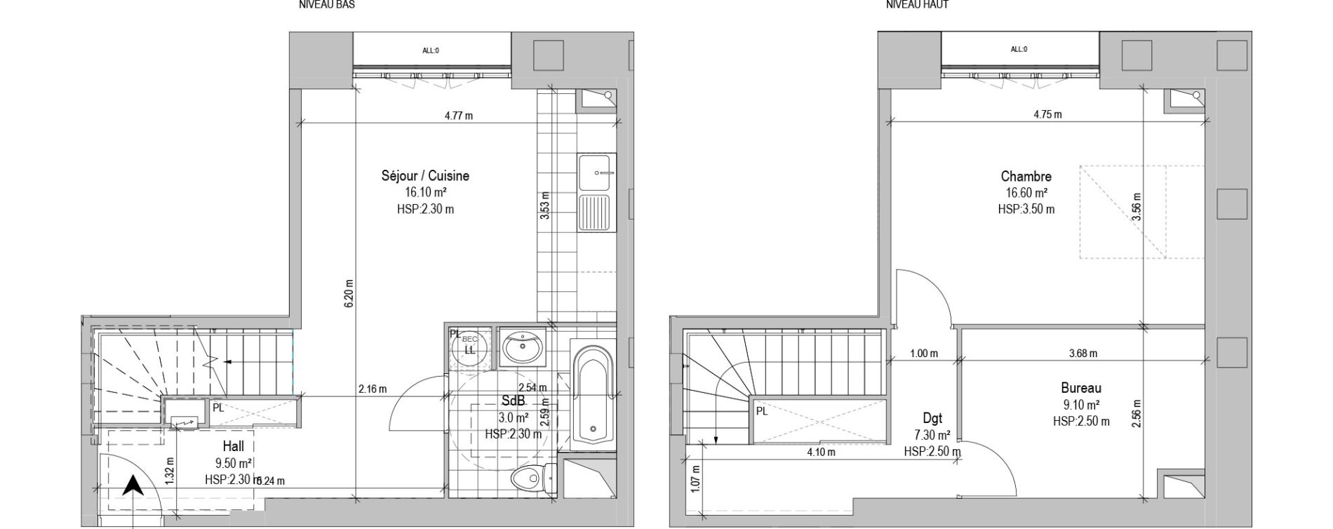 Duplex T2 de 61,60 m2 &agrave; Armenti&egrave;res Salengro