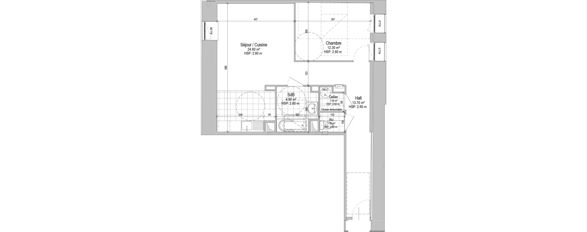 Appartement T2 de 58,30 m2 &agrave; Armenti&egrave;res Salengro