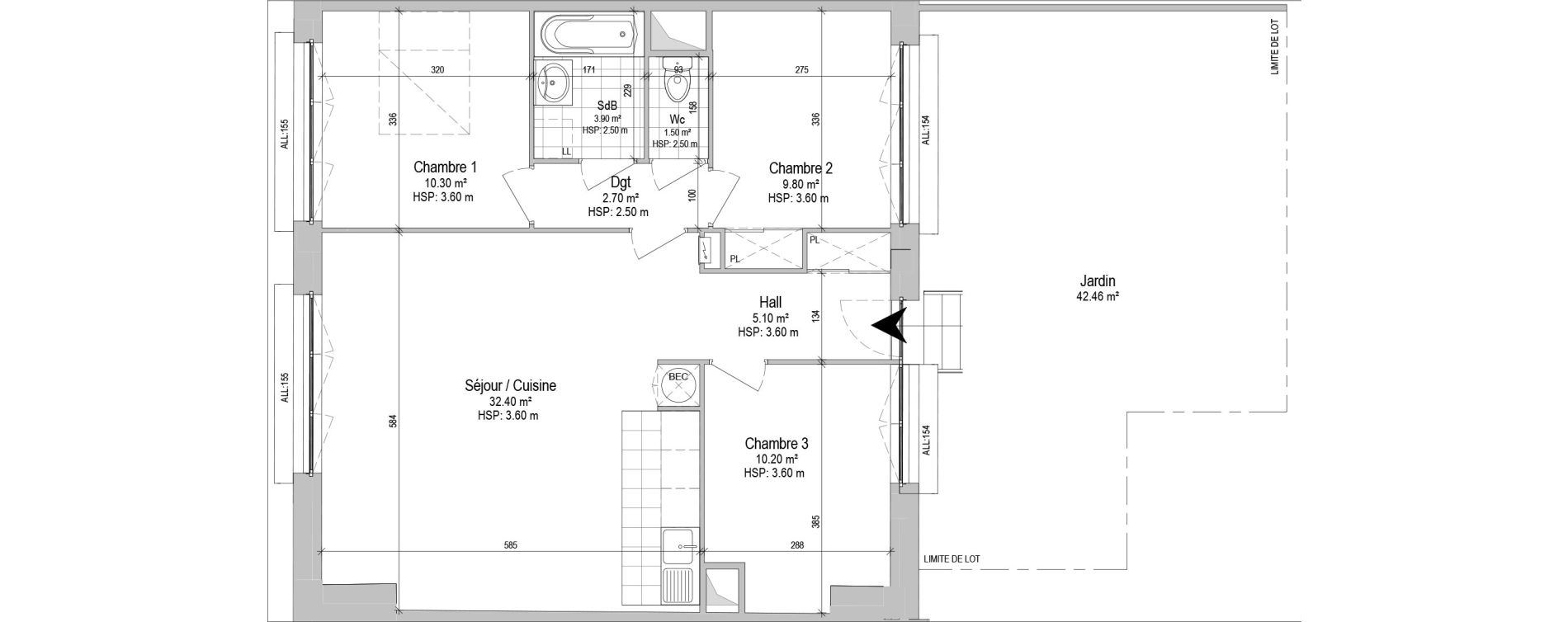 Appartement T4 de 75,90 m2 &agrave; Armenti&egrave;res Salengro