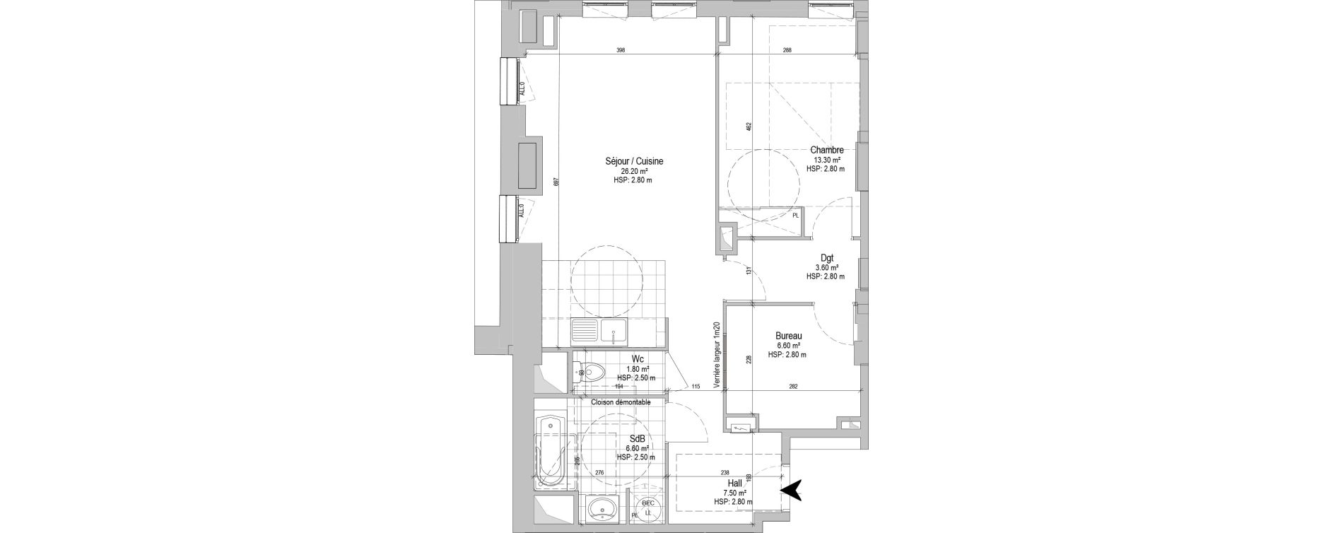 Appartement T2 de 65,60 m2 &agrave; Armenti&egrave;res Salengro