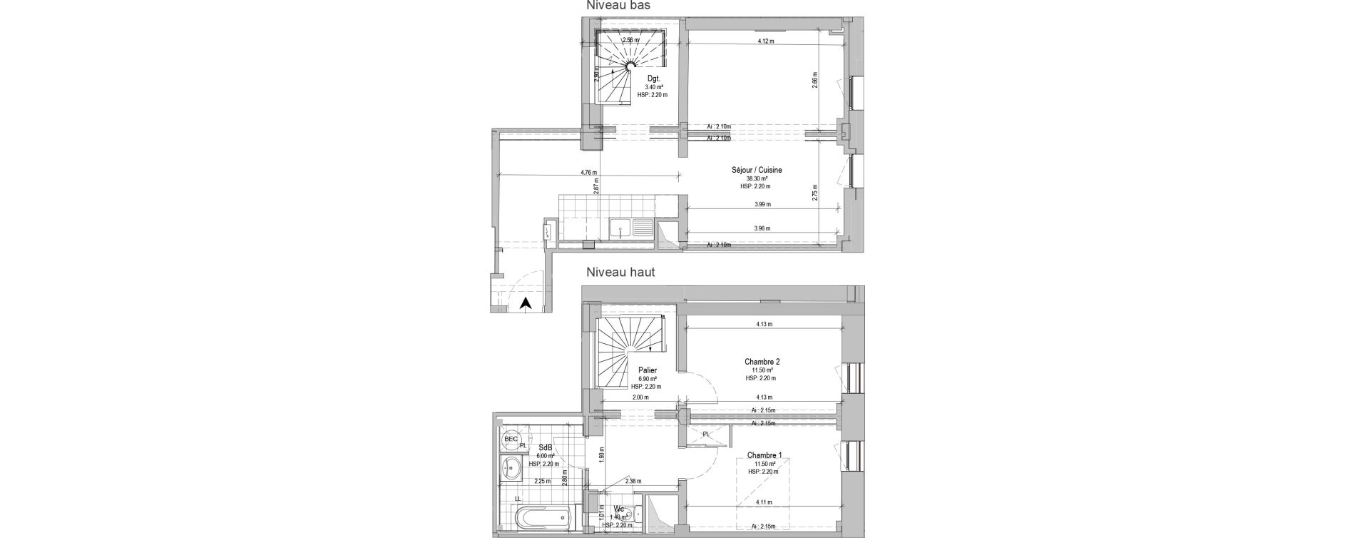 Duplex T3 de 79,00 m2 &agrave; Armenti&egrave;res Salengro