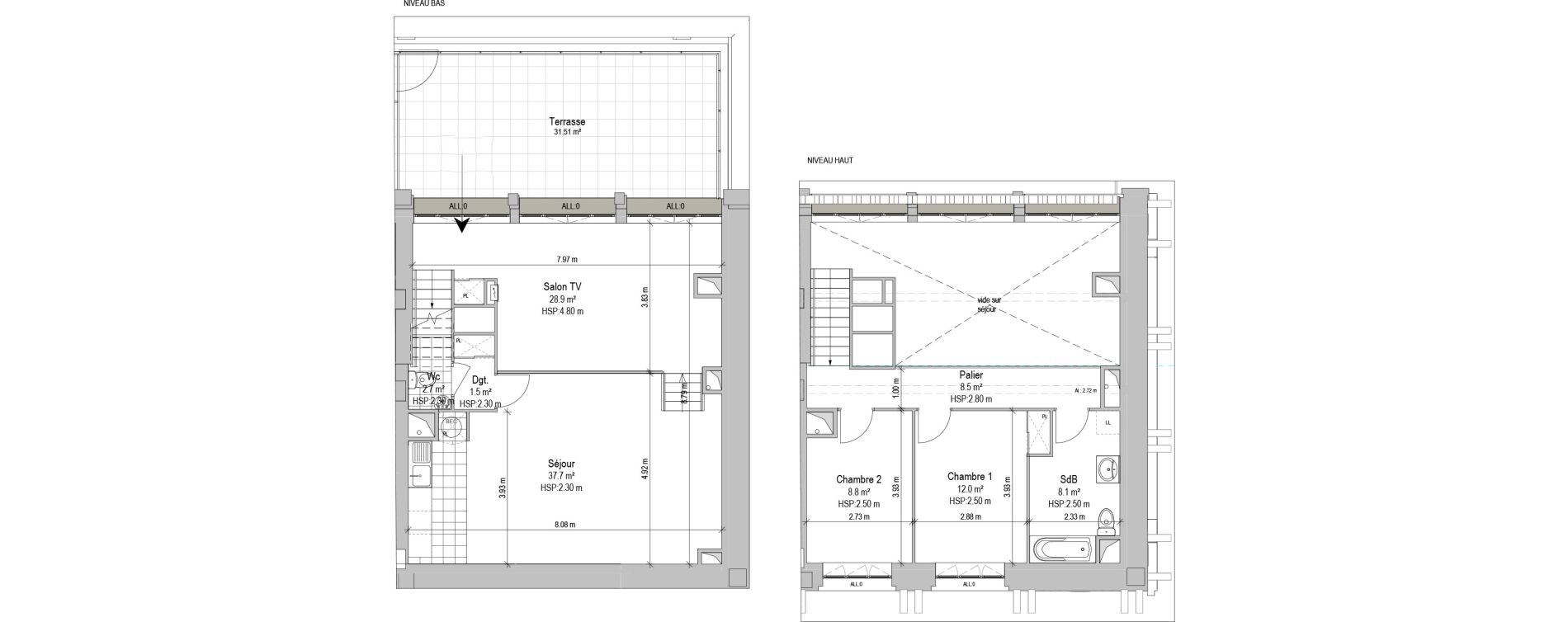 Duplex T3 bis de 108,20 m2 &agrave; Armenti&egrave;res Salengro