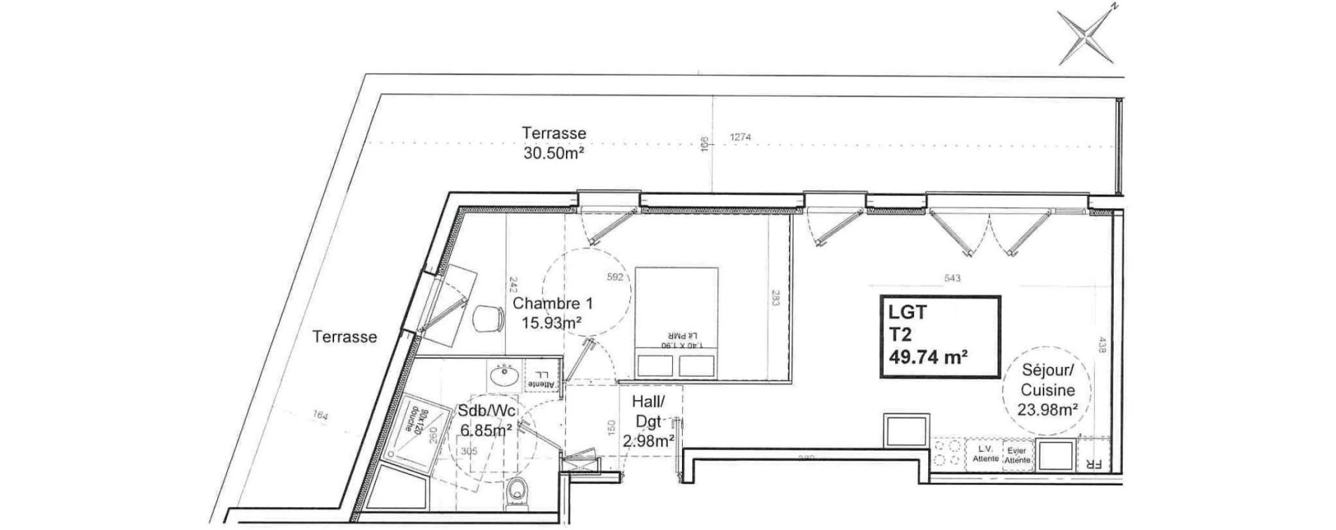 Appartement T2 de 49,74 m2 &agrave; Armenti&egrave;res Centre