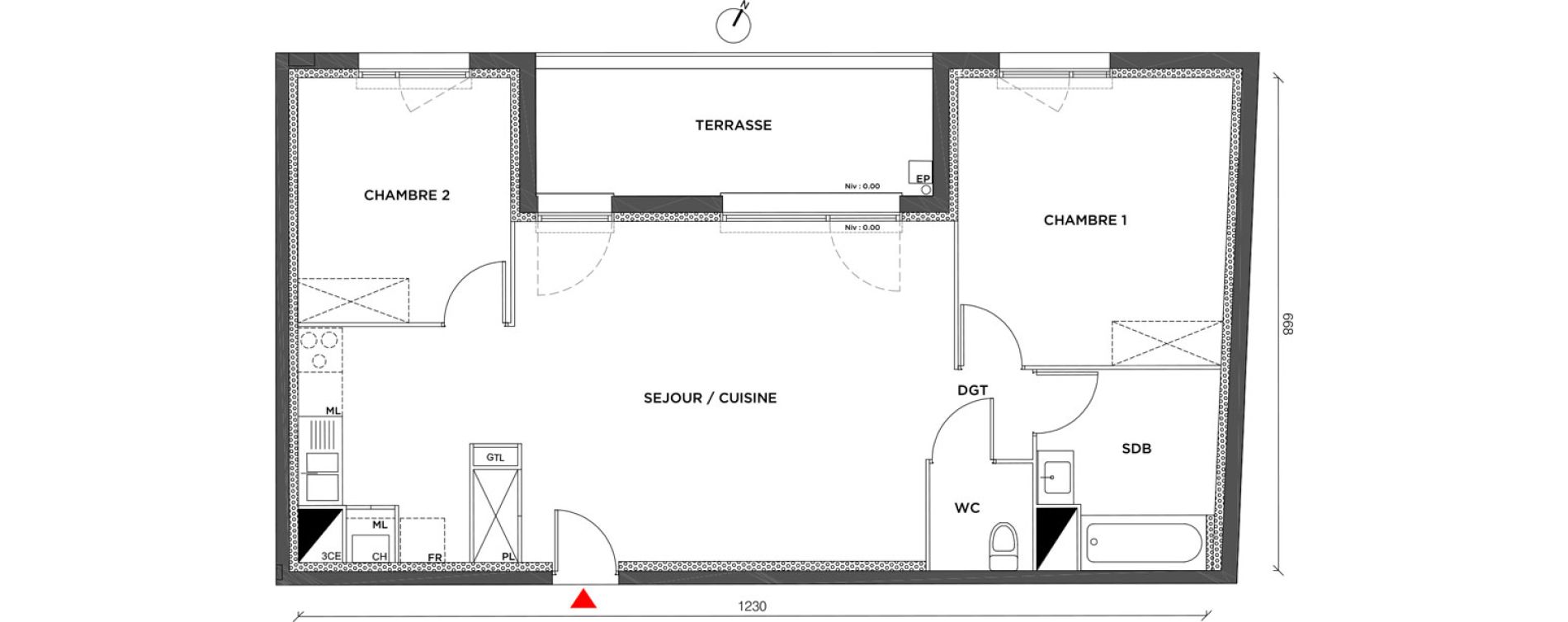Appartement T3 de 68,60 m2 &agrave; Armenti&egrave;res Route d'houplines