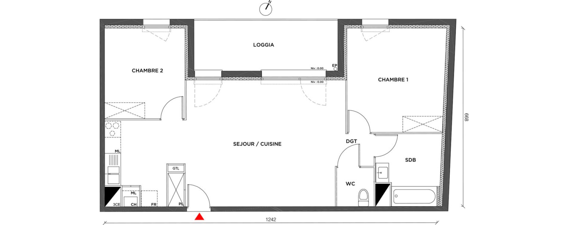 Appartement T3 de 70,30 m2 à Armentières Route d'houplines