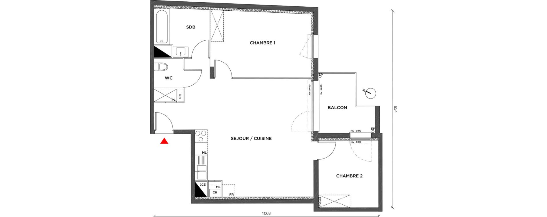 Appartement T3 de 66,60 m2 à Armentières Route d'houplines