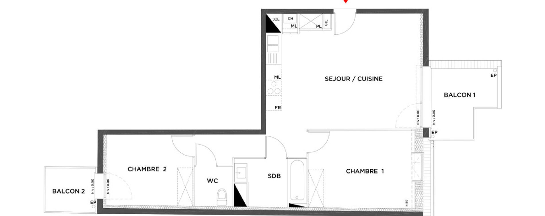 Appartement T3 de 59,80 m2 &agrave; Armenti&egrave;res Route d'houplines