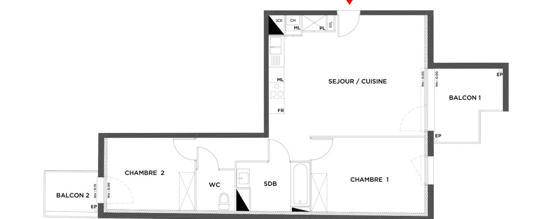 Appartement T3 de 60,80 m2 &agrave; Armenti&egrave;res Route d'houplines