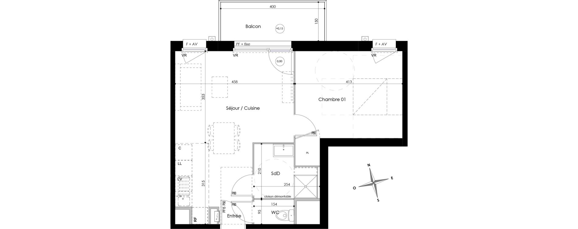 Appartement T2 de 45,57 m2 &agrave; Armenti&egrave;res Bizet - l&eacute;o lagrange