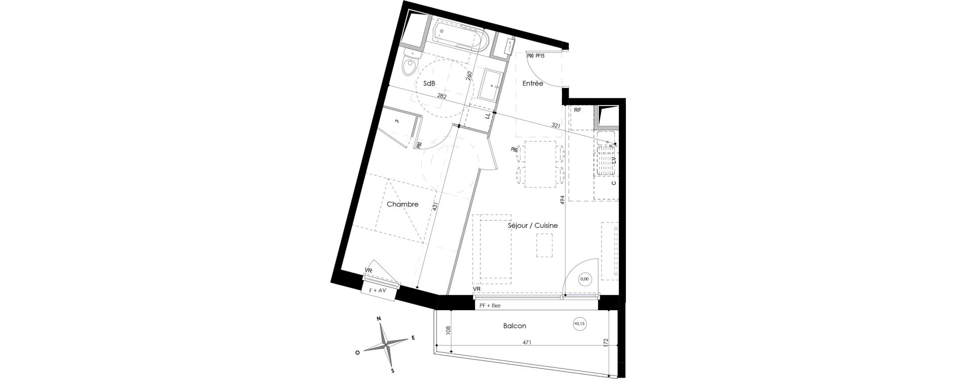 Appartement T2 de 39,34 m2 &agrave; Armenti&egrave;res Bizet - l&eacute;o lagrange