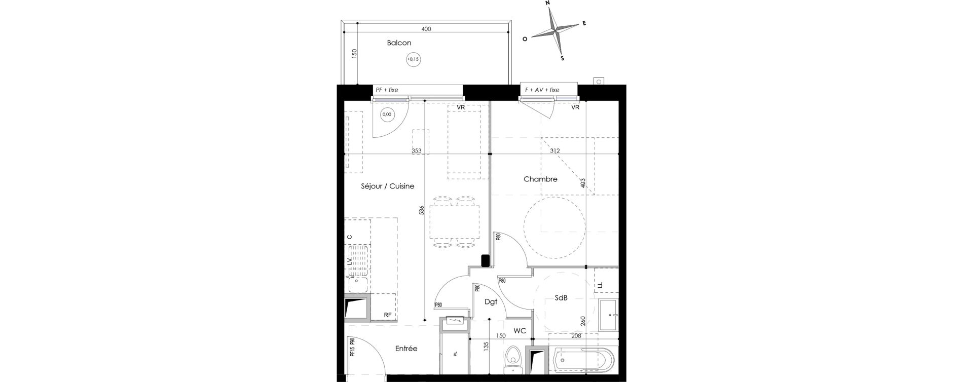 Appartement T2 de 42,89 m2 &agrave; Armenti&egrave;res Bizet - l&eacute;o lagrange
