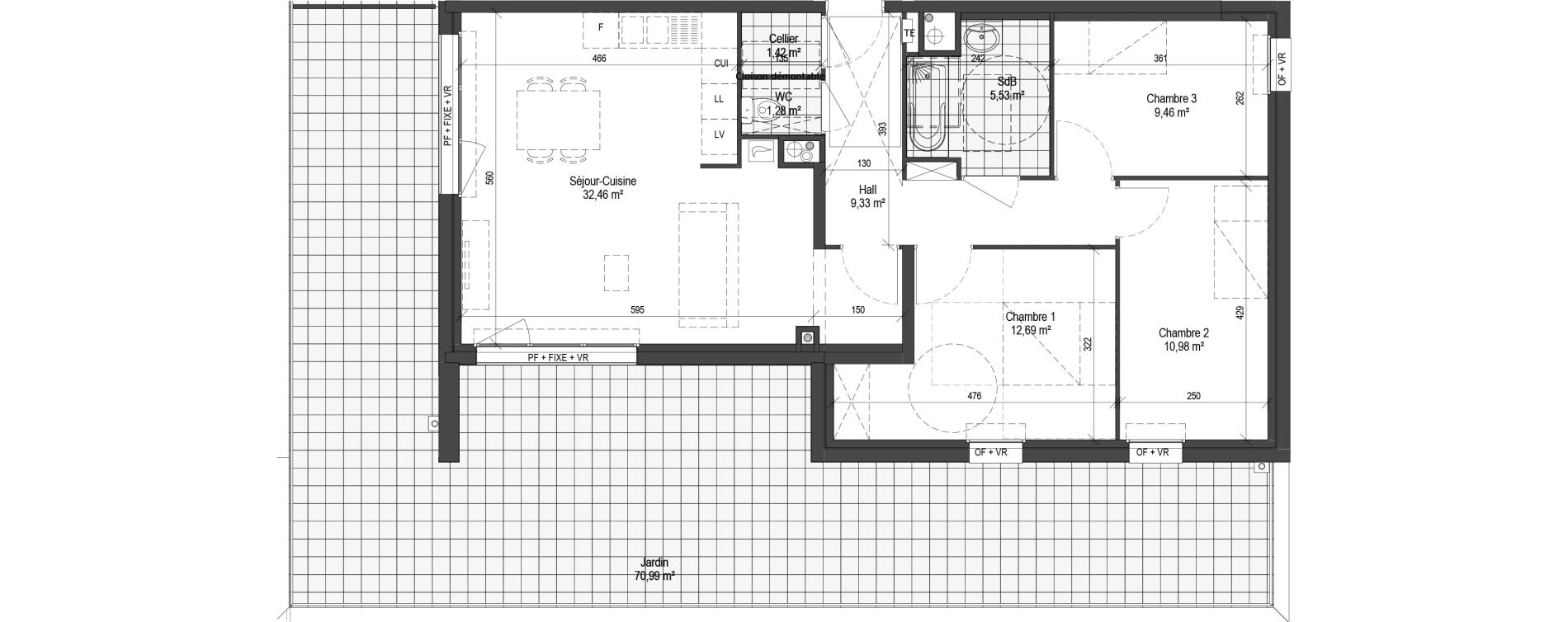 Appartement T4 de 83,15 m2 &agrave; Armenti&egrave;res Centre