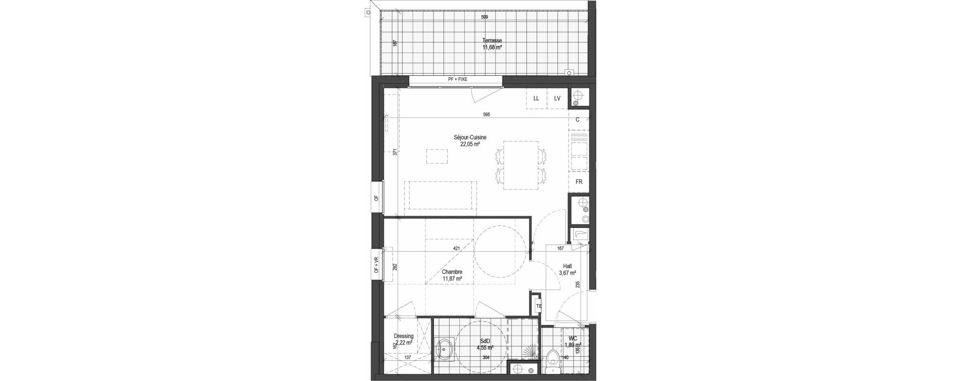 Appartement T2 de 46,25 m2 &agrave; Armenti&egrave;res Centre