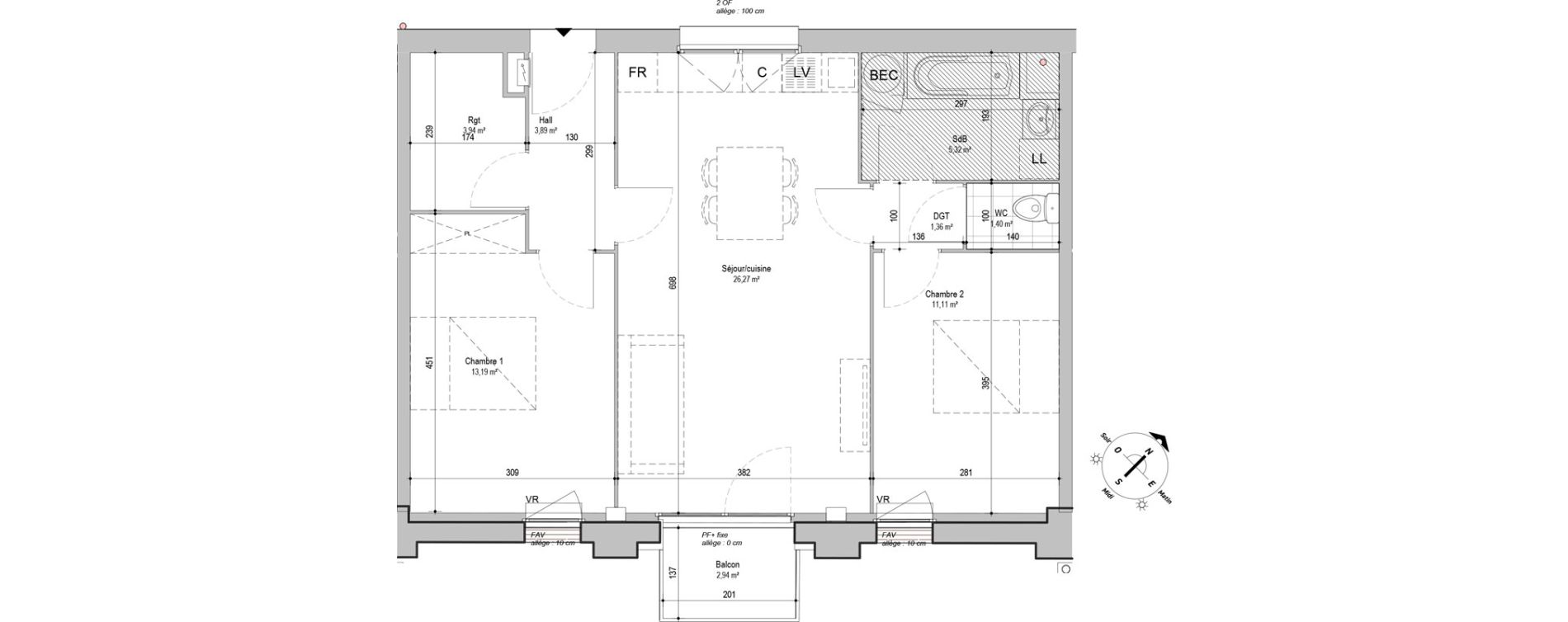 Appartement T3 de 66,48 m2 &agrave; Armenti&egrave;res Centre