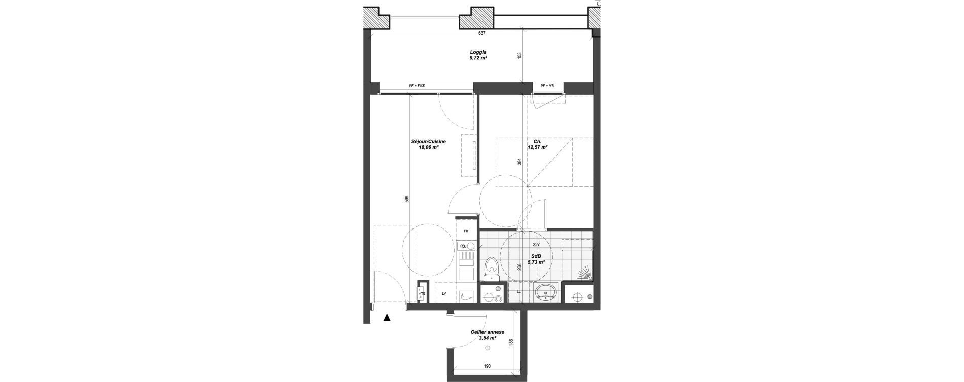 Appartement T3 de 63,51 m2 &agrave; Armenti&egrave;res Centre