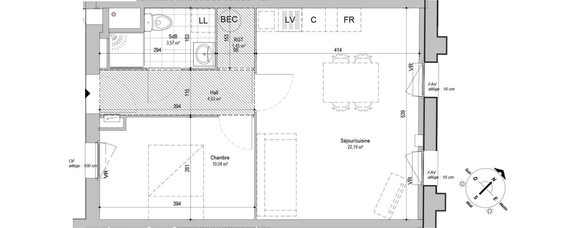 Appartement T2 de 41,78 m2 &agrave; Armenti&egrave;res Centre
