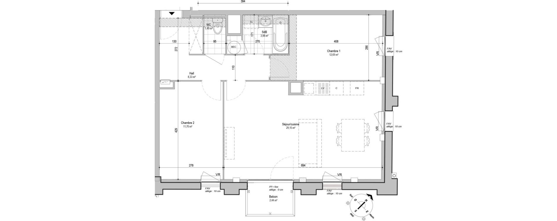 Appartement T3 de 67,34 m2 &agrave; Armenti&egrave;res Centre