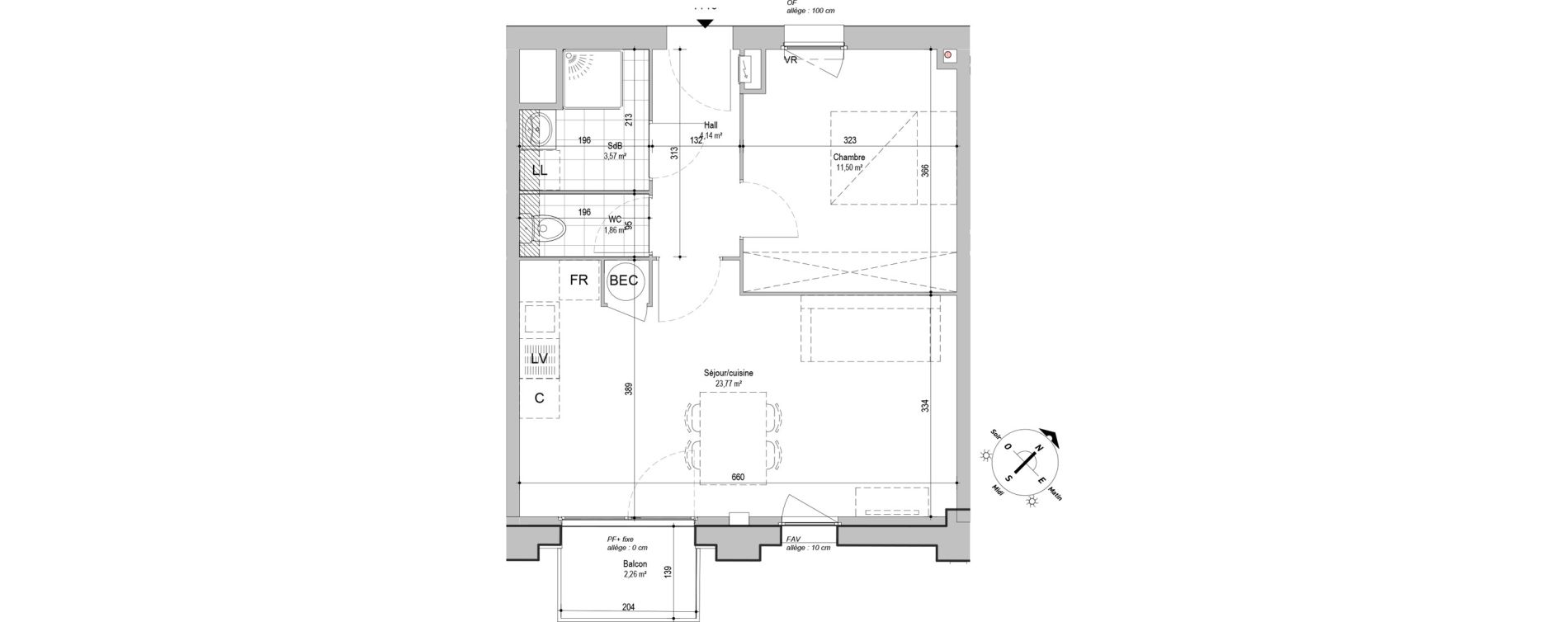 Appartement T2 de 44,84 m2 &agrave; Armenti&egrave;res Centre