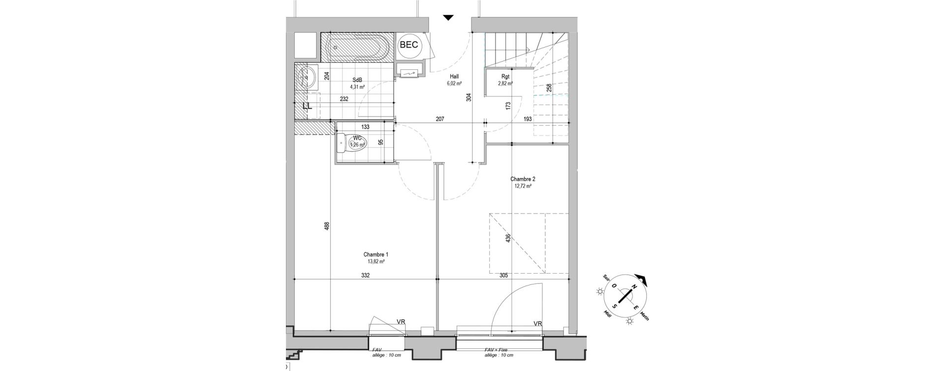 Duplex T3 de 68,00 m2 &agrave; Armenti&egrave;res Centre