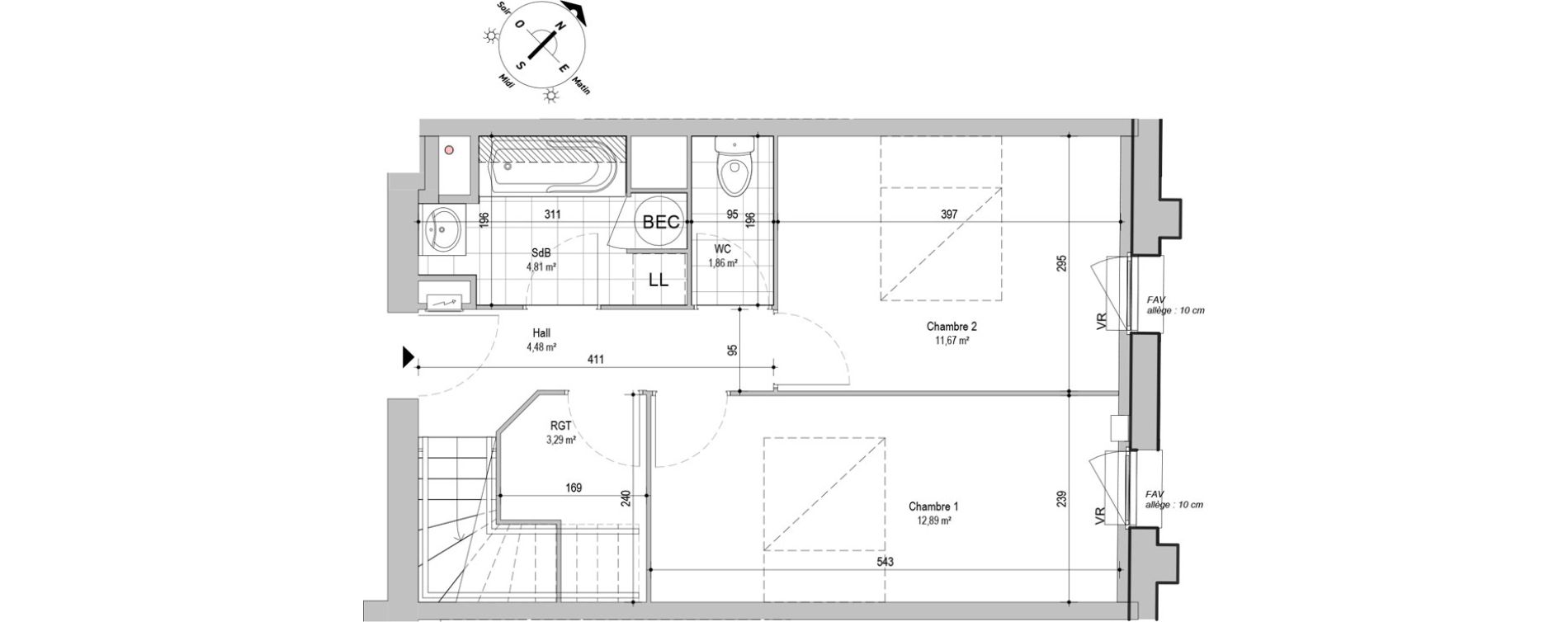 Duplex T4 de 82,74 m2 &agrave; Armenti&egrave;res Centre