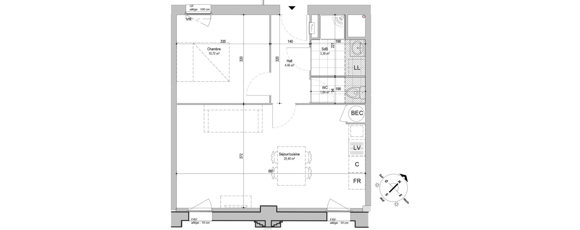 Appartement T2 de 45,80 m2 &agrave; Armenti&egrave;res Centre